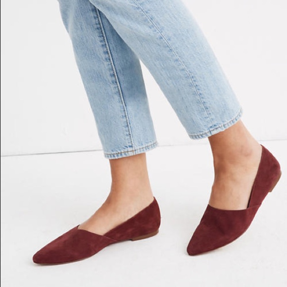 Madewell Lizabeth Flats in Suede - Maroon